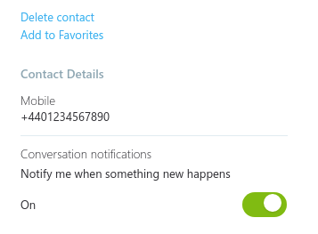 Screenshot of Web Skype UI showing a phone number. Nothing unusual.